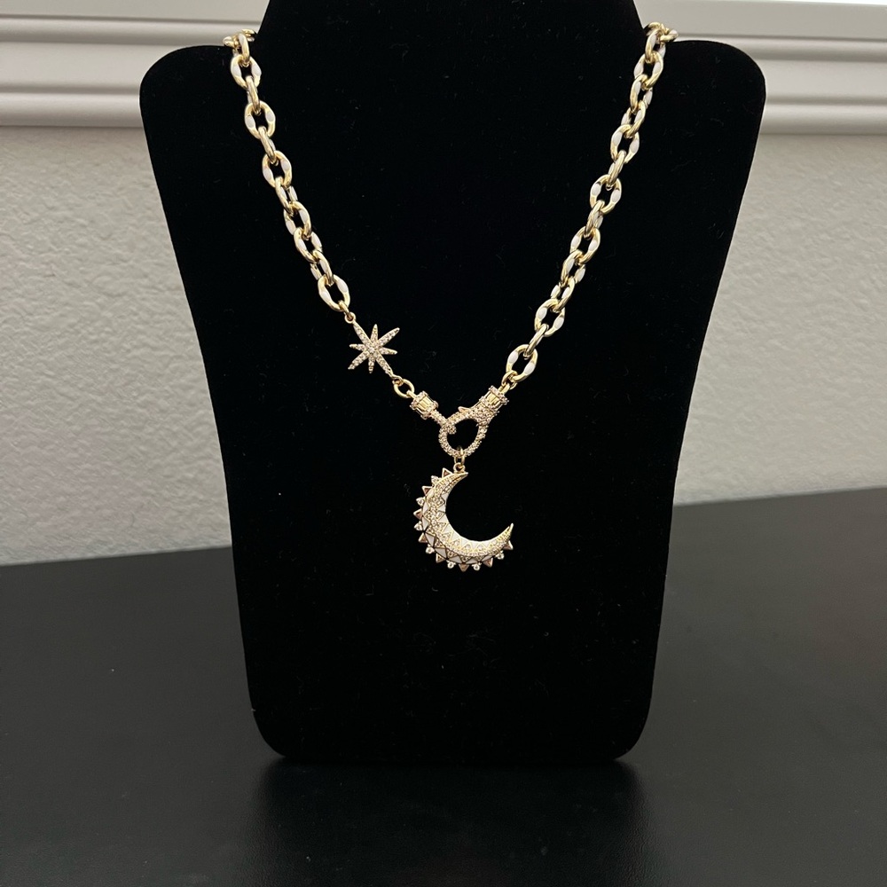 18Gold plated Moon and Star Pendant Necklace